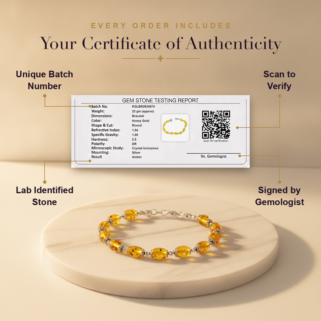 Certificate — Silver Amber Bracelet