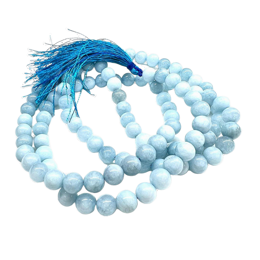Aura Aquamarine Jap Mala (108 Beads, Energised)