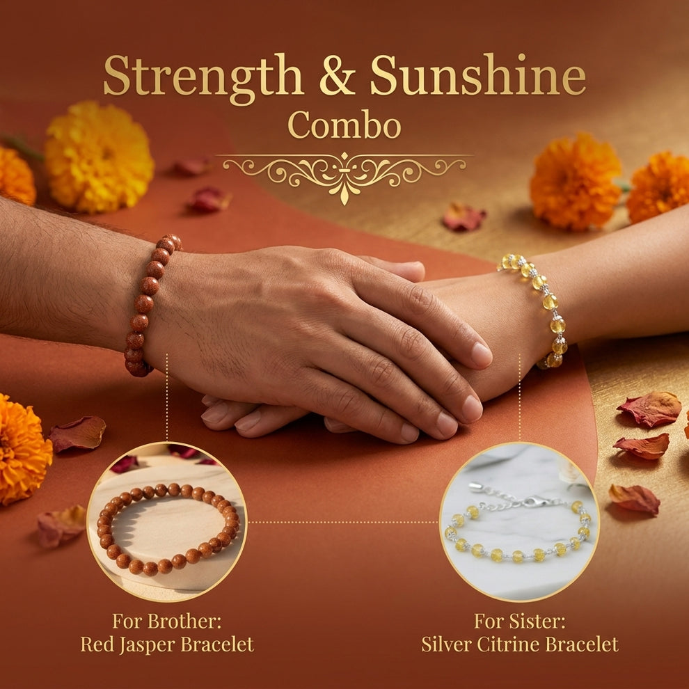 Red Jasper & Silver Citrine Rakhi Combo