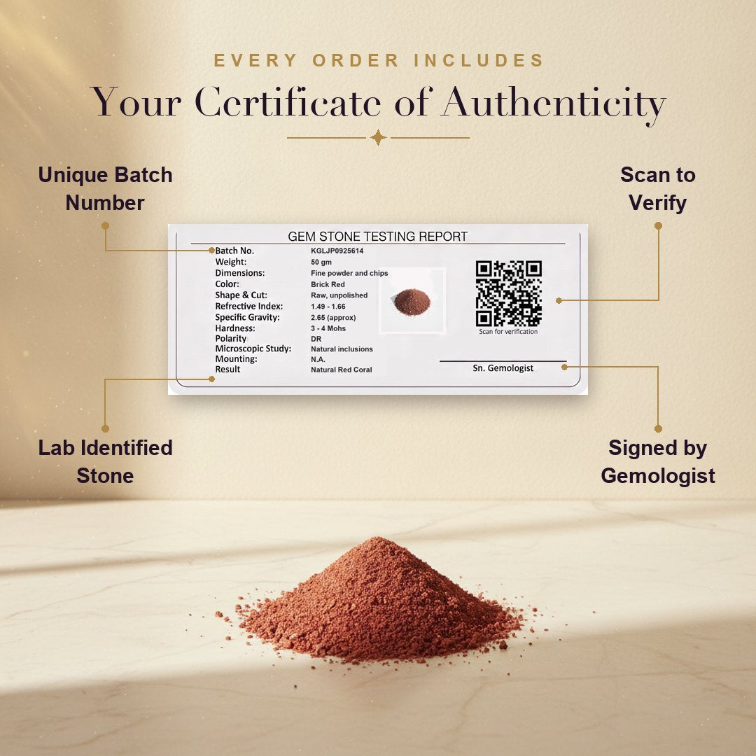 Jal Pravah Red Coral - certificate of authenticity