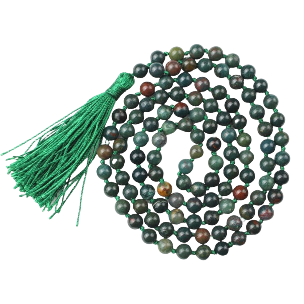 Aura Bloodstone Jap Mala (108 Beads, Energised)