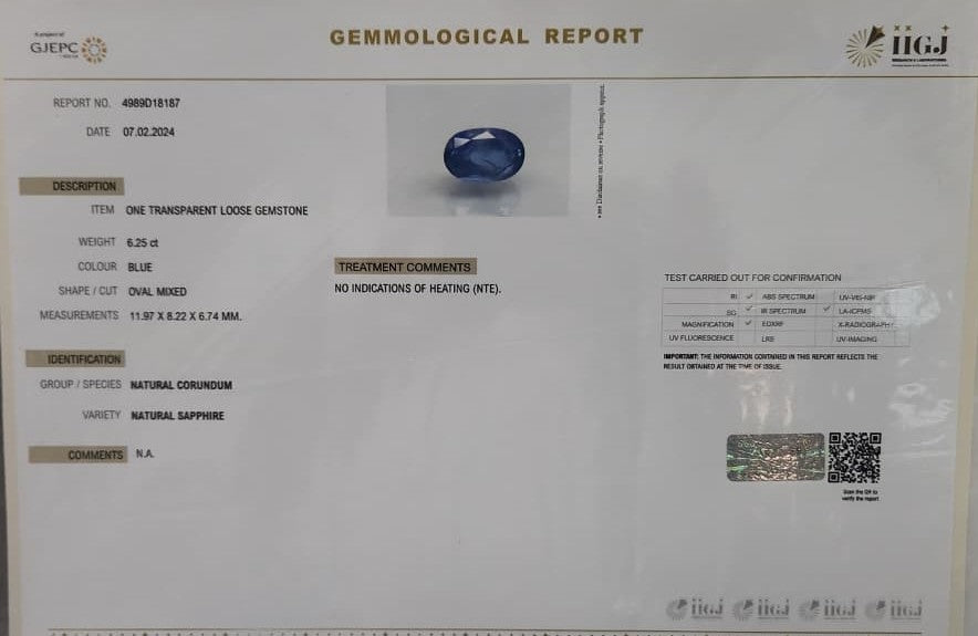 Certified Natural Blue Sapphire Stone (Premium AA) - Sri Lanka (Saturn's Gem)
