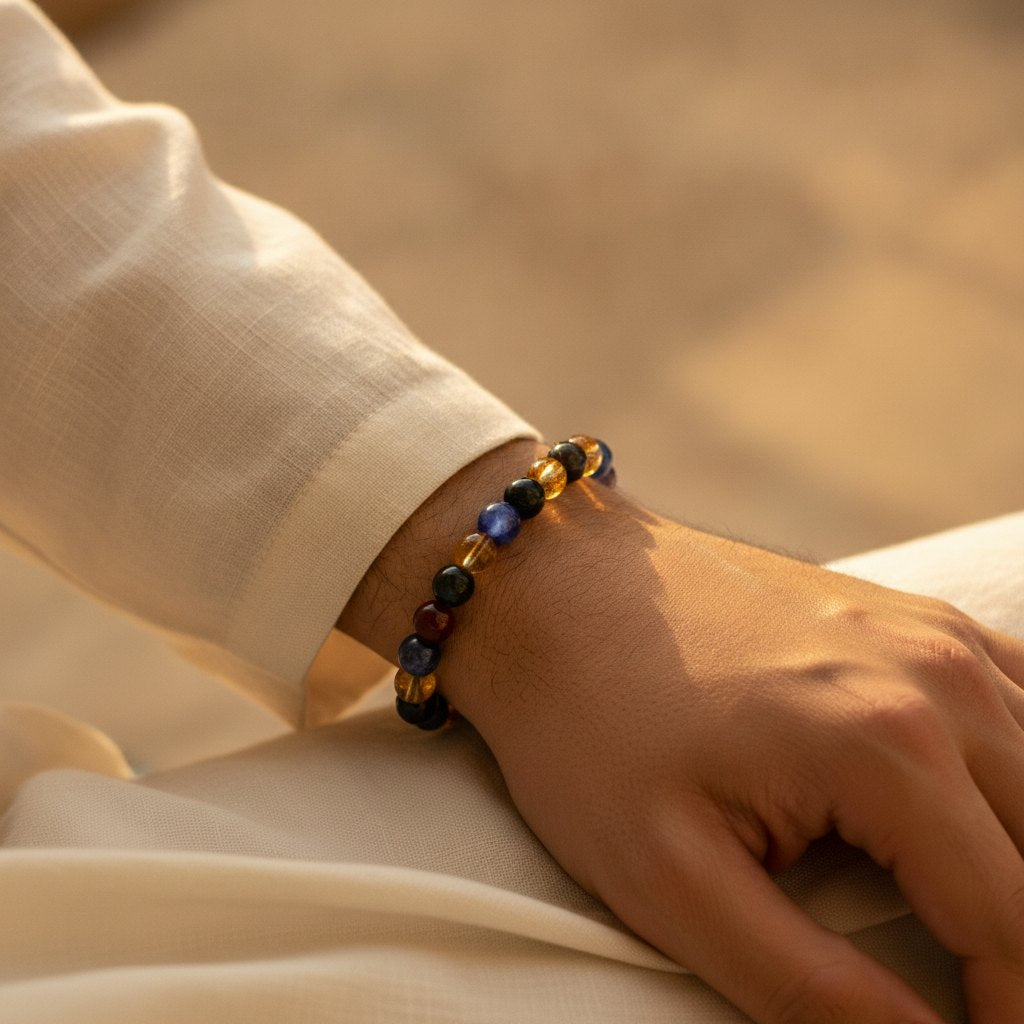 Shadow Shield Bracelet worn on wrist