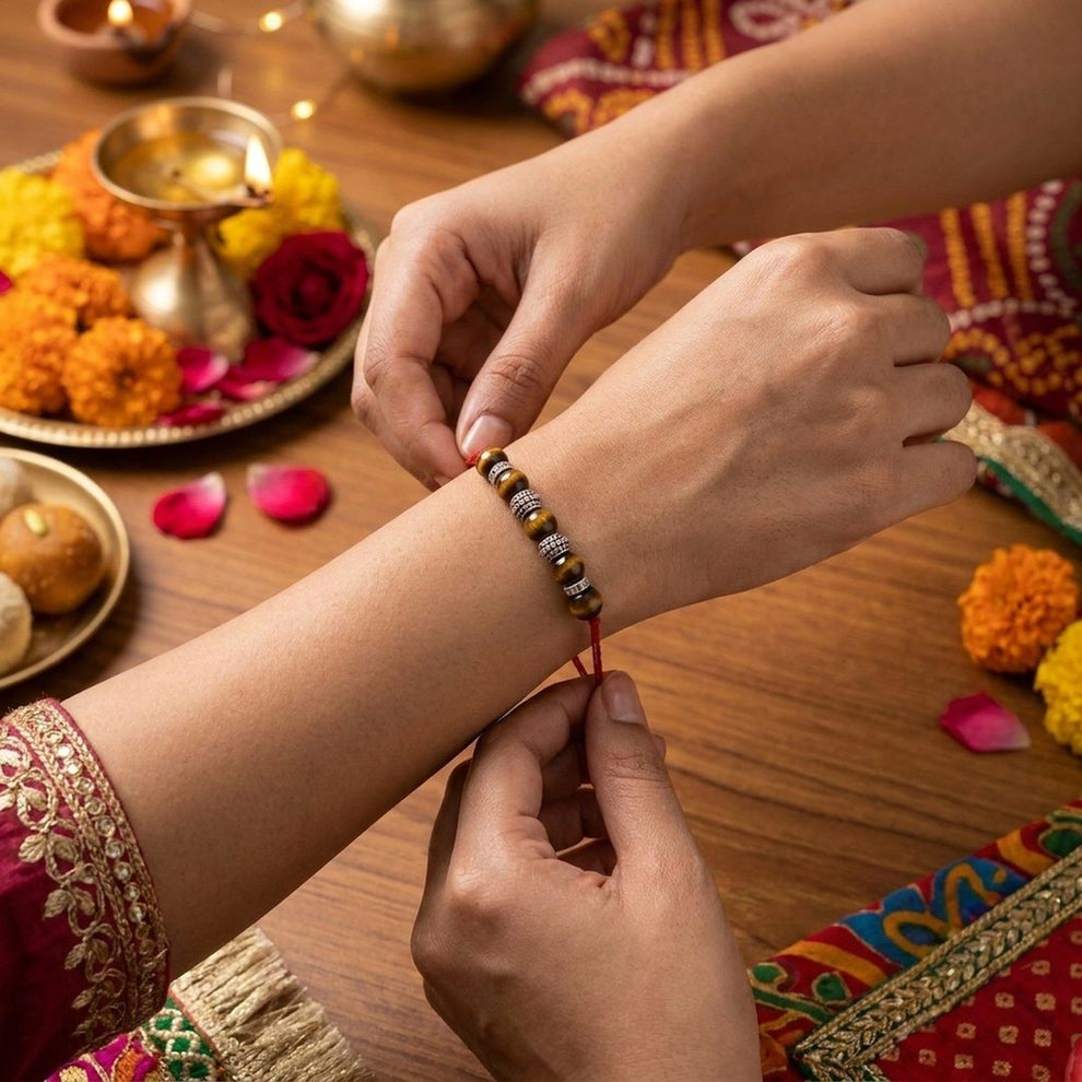 Vyaghra Rakhi worn on wrist