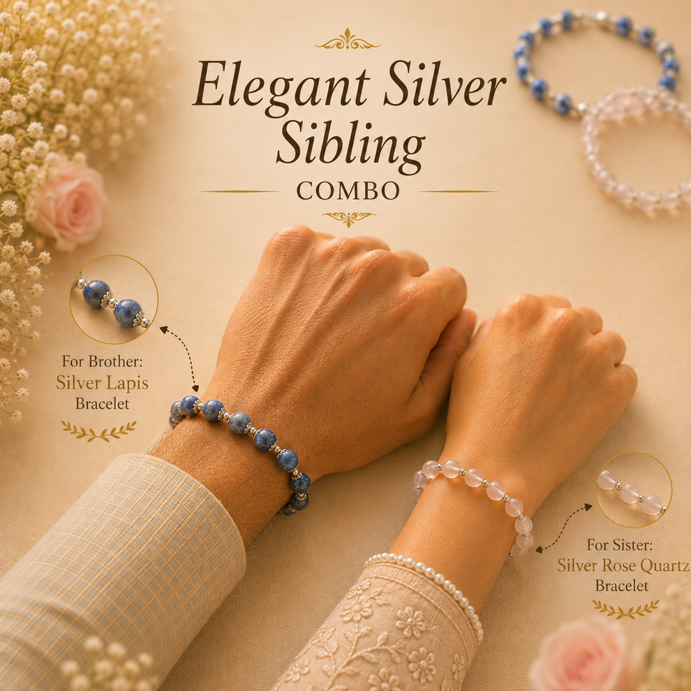 Elegant Silver Sibling Rakhi Combo lifestyle