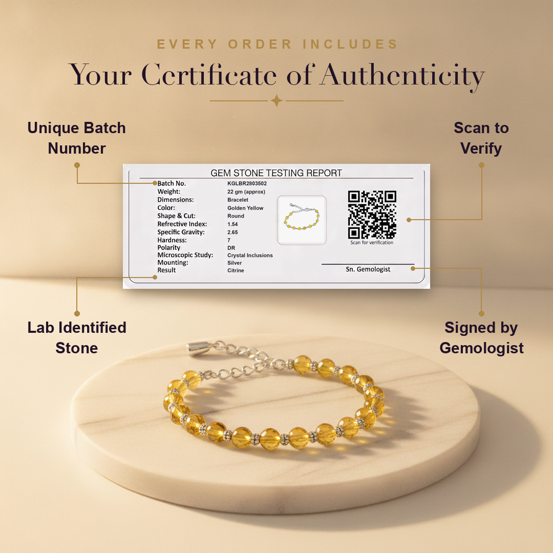 Certificate — Silver Citrine Bracelet