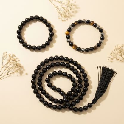 Suraksha Kavach Combo (Black Tourmaline + Triple Protection + Black Obsidian Mala)