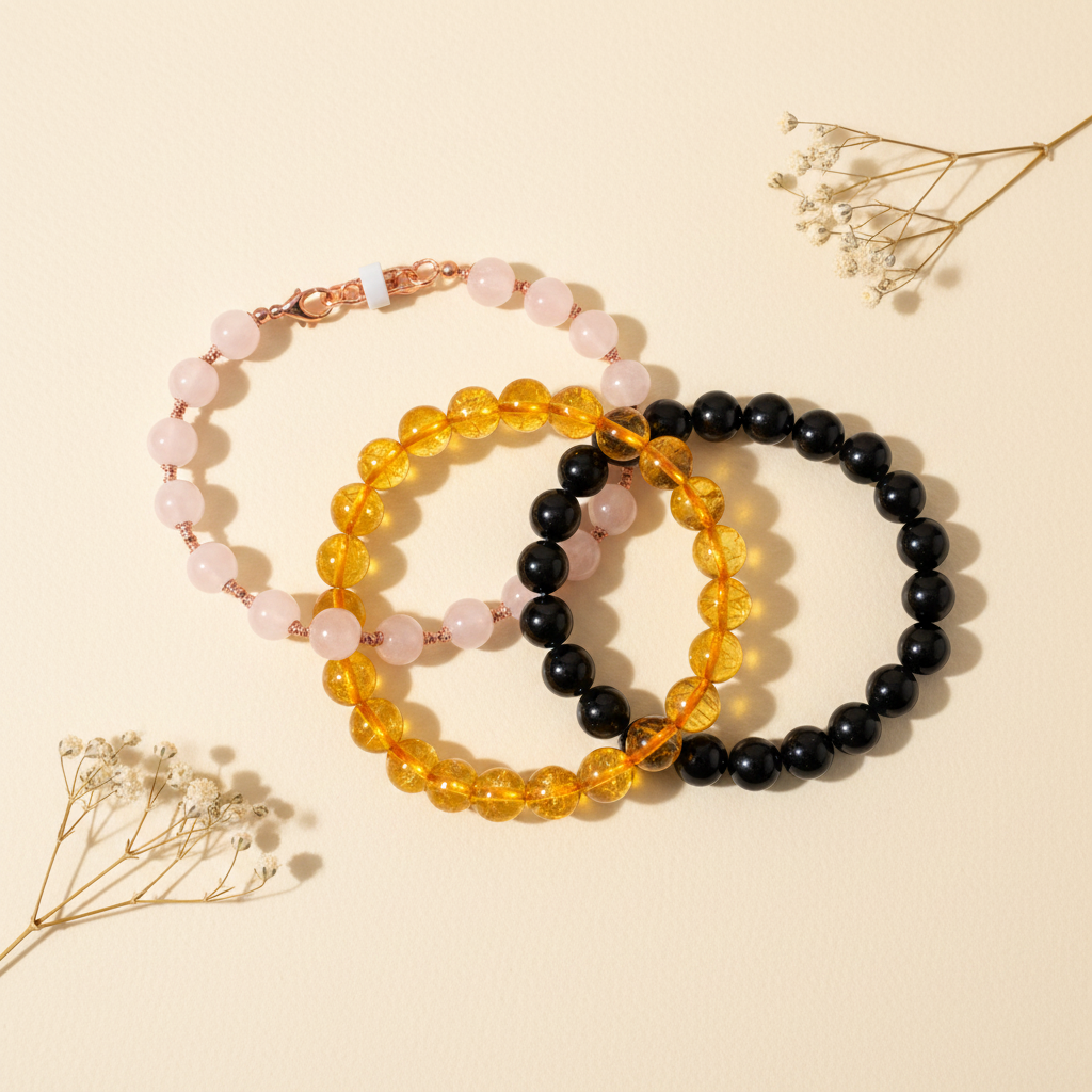 Sampoorna Trio Combo (Rose Quartz + Citrine + Black Tourmaline)