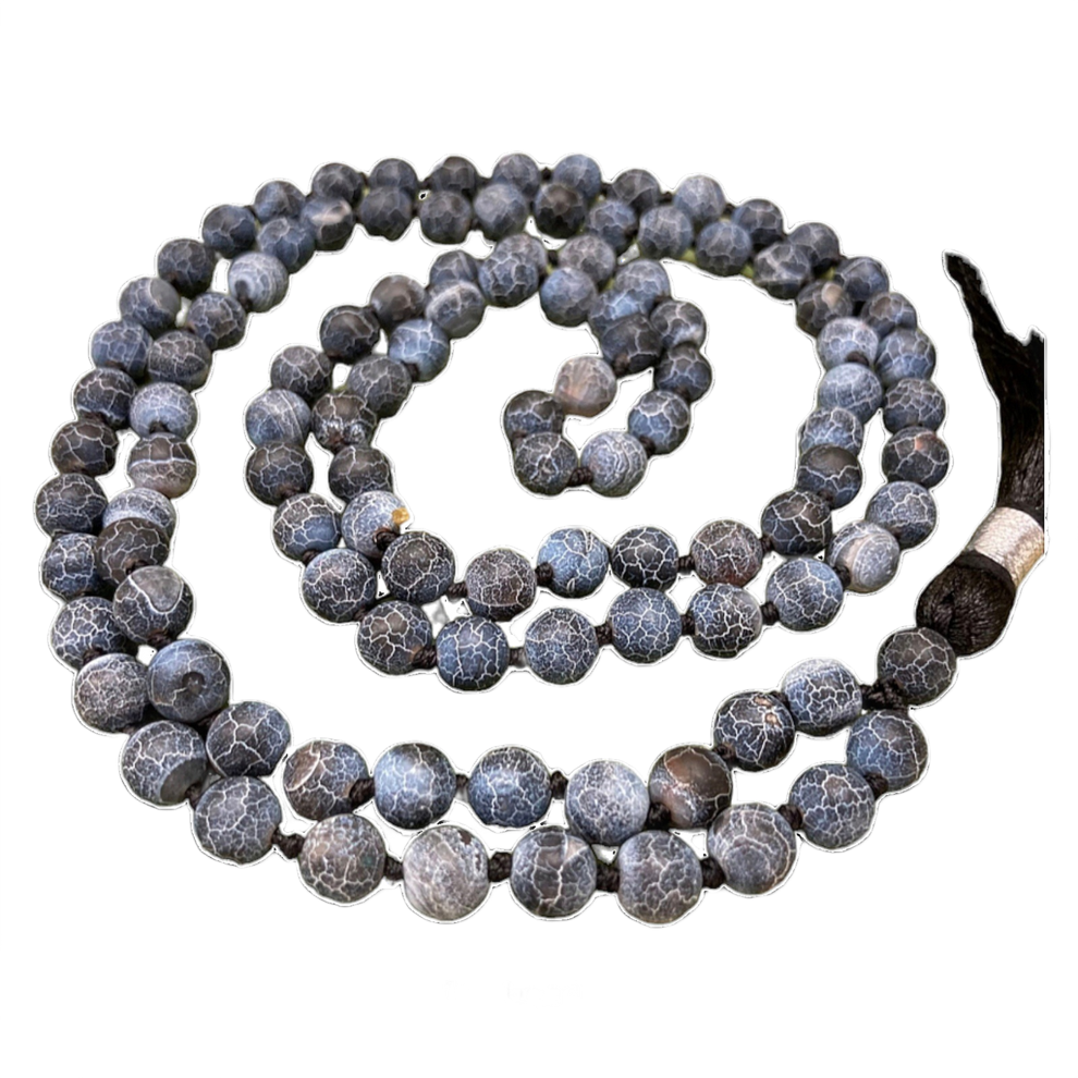 Aura Dragon's Vein Agate Jap Mala (108 Beads, Energised)