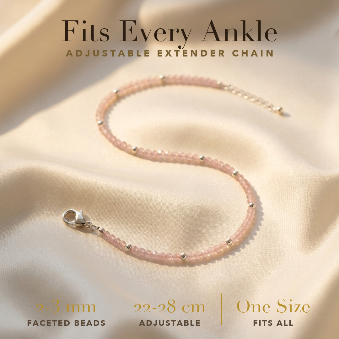 Love Rose Quartz Anklet size and fit