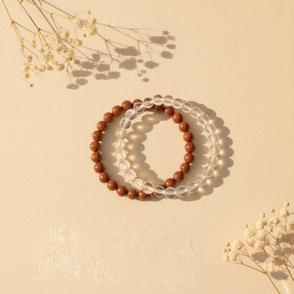 Sankalp Shakti Combo (Red Jasper + Clear Quartz Bracelet)