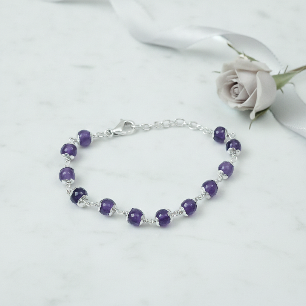 Silver Amethyst Bracelet — For Sister