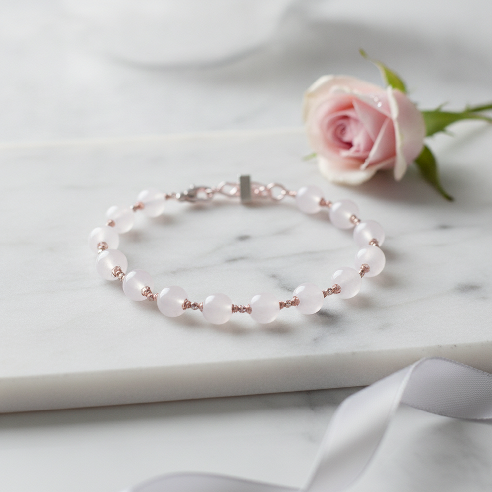 Silver Rose Quartz Bracelet — For Sister