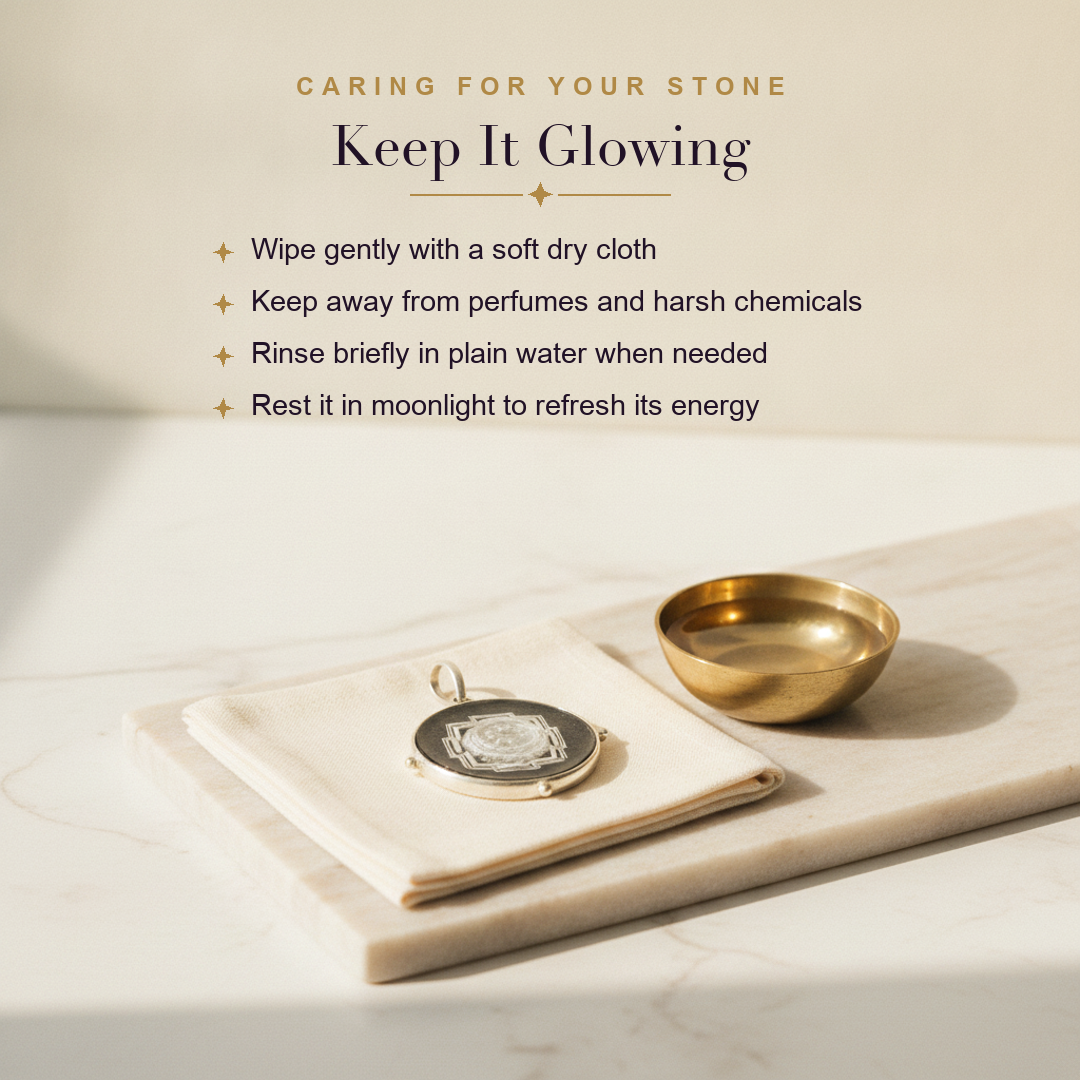 Shree Yantra Clear Quartz Pendant — care guide
