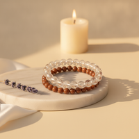 Sankalp Shakti Combo (Red Jasper + Clear Quartz Bracelet)