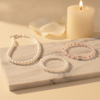 Naari Shakti Combo (Moonstone + Rose Quartz Bracelet + Pearl Mala)
