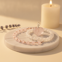 Prem Bandhan Combo (Rose Quartz Bracelet + Heart Pendant + Moonstone)