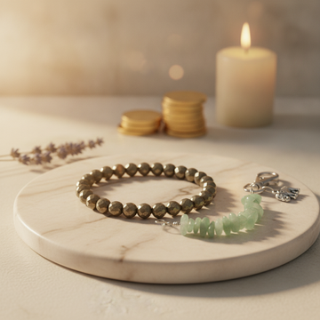 Lucky Carry Combo (Pyrite Bracelet + Green Aventurine Keychain) (Lab Certified)