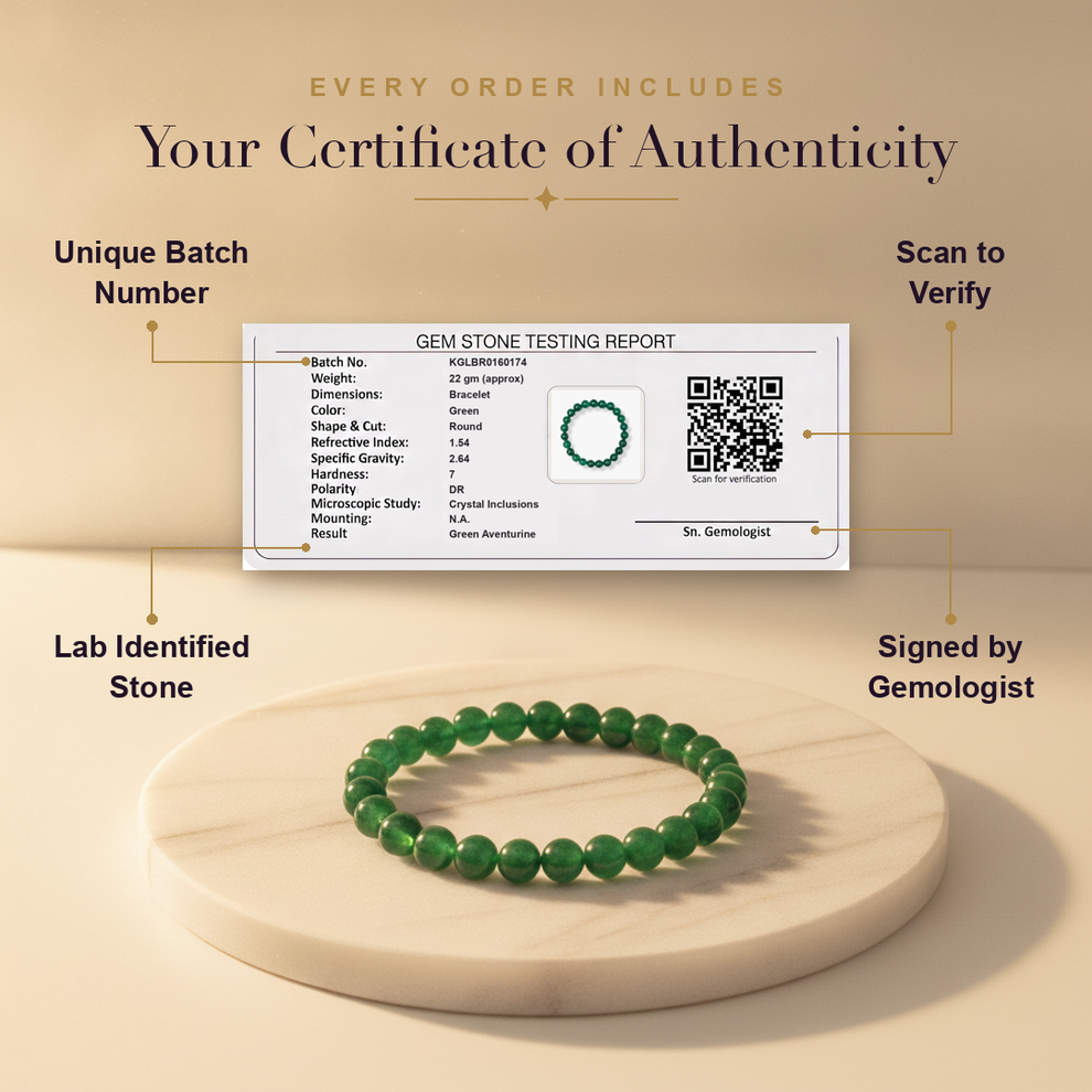Certificate — Green Aventurine Bracelet
