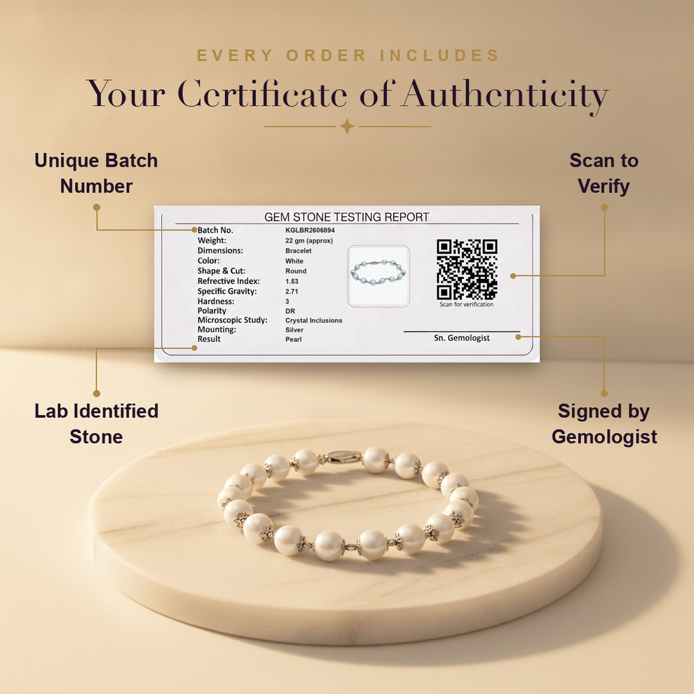 Certificate — Silver Pearl Bracelet