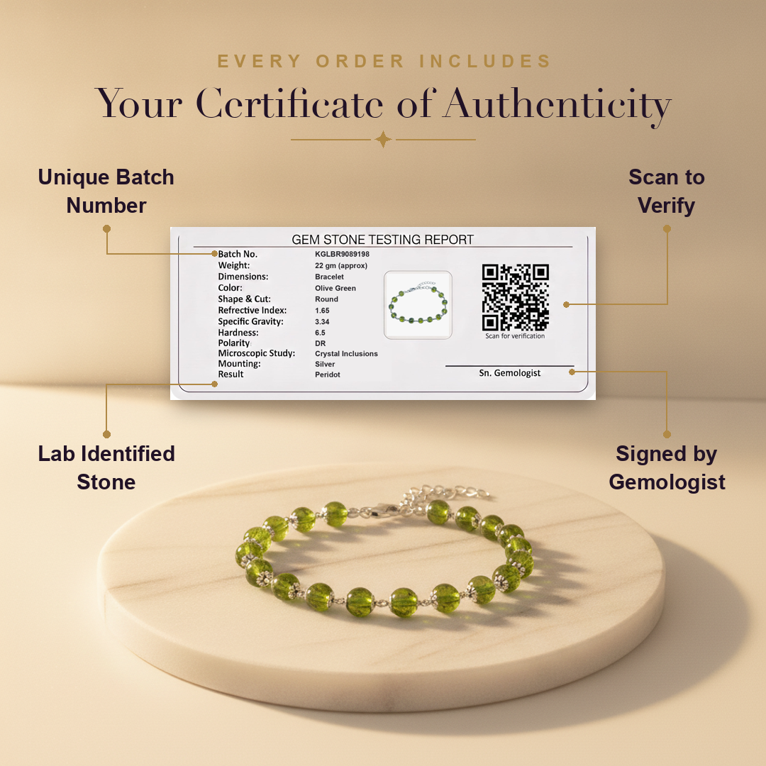 Certificate — Silver Peridot Bracelet