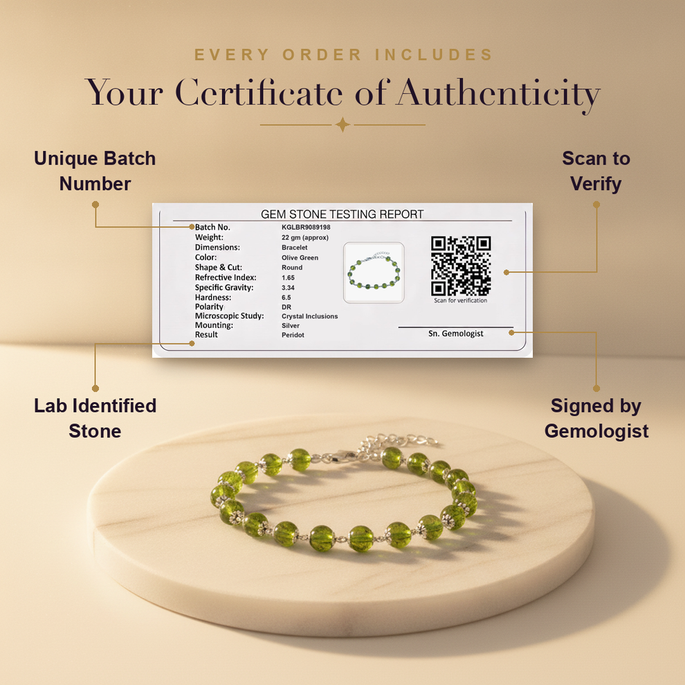 Certificate — Silver Peridot Bracelet