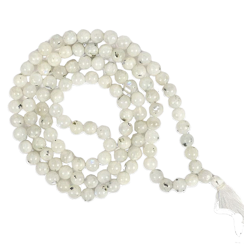 Aura Rainbow Moonstone Jap Mala (108 Beads, Energised)