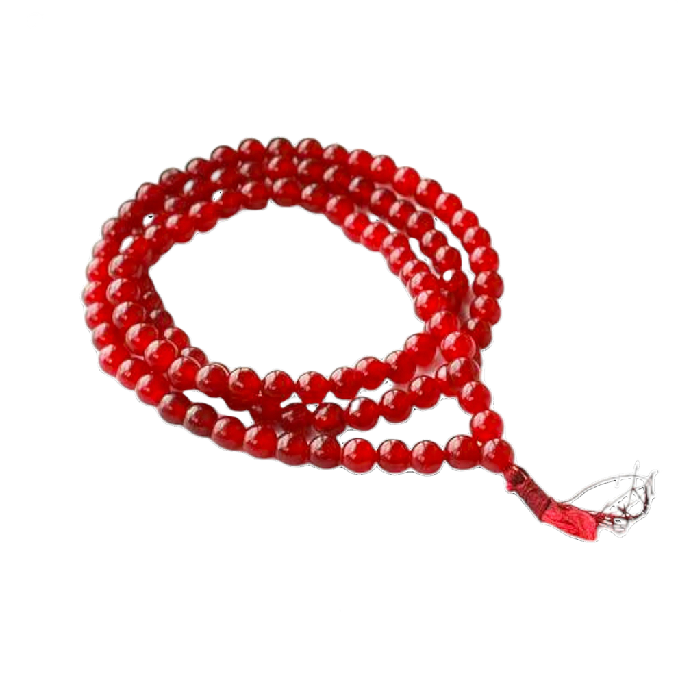 Aura Red Agate (Lal Hakik) Jap Mala (108 Beads, Energised)