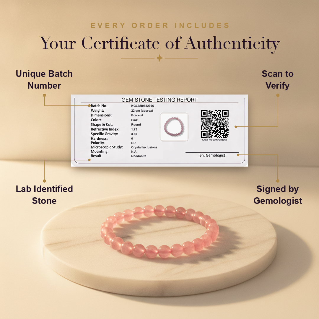 Certificate — Rhodonite Bracelet