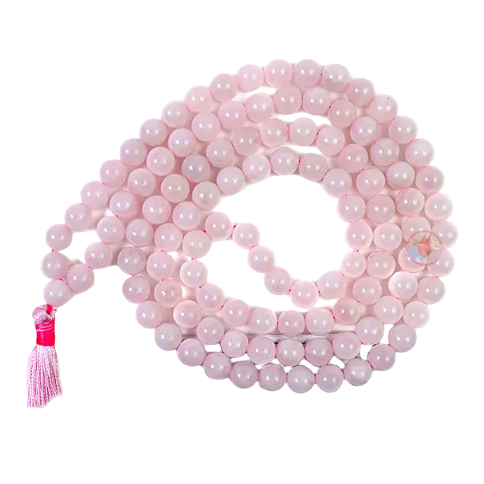 Aura Rose Quartz Jap Mala (108 Beads, Energised)