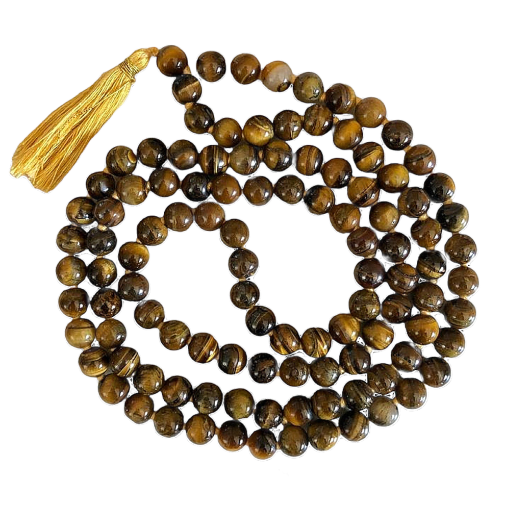 Aura Tiger's Eye Jap Mala (108 Beads, Energised)