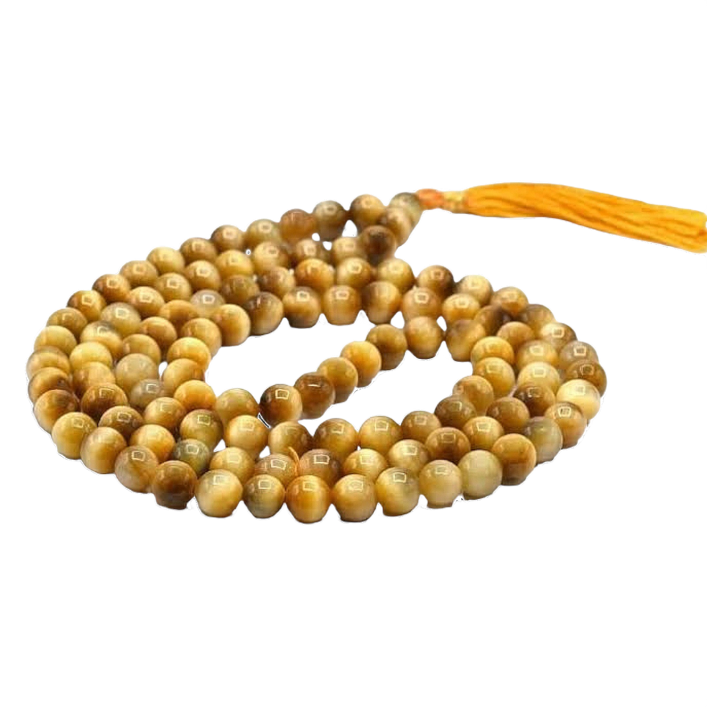 Aura Yellow Cat's Eye Jap Mala (108 Beads, Energised)